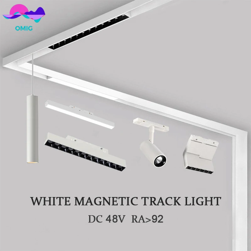 

White Magnetic Track Ceiling Recessed Suspended LED Magnet Mount Lights Track Rail Indoor Lighting System Living Room