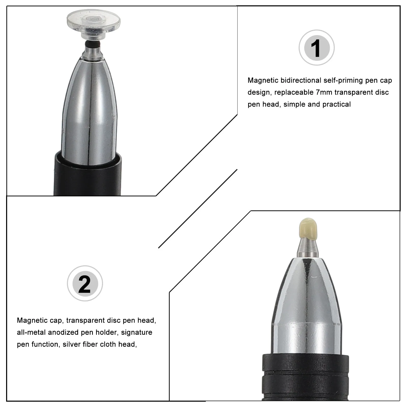 Capacitive Stylus Pen Aluminium Alloy Magnetic Suction Smooth Writing Digital Pen Universal Touch Screen Pencil for Tablet Pc