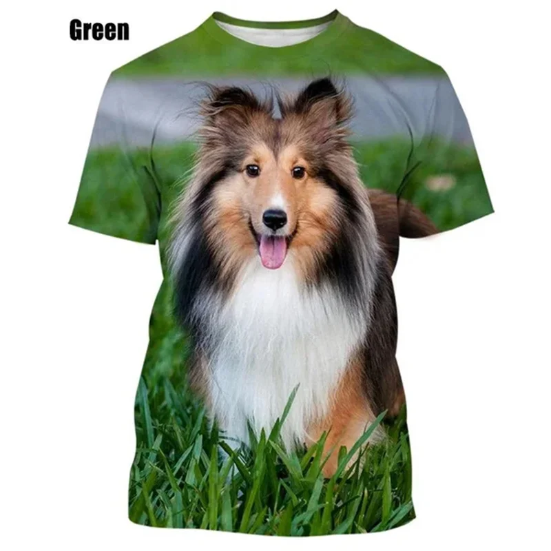 

New Summer 3D Sheltie Dog Printing T Shirt Cute Animal Dogs Graphic T-shirts For Men Kid Fashion Funny Short Sleeves Vintage Top