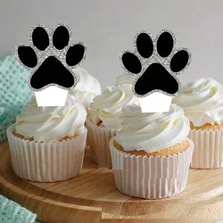 Pet Theme Dog Cake Toppers,Kids Birthday Party Cake Decoration Set, Dog Paw Cake Inserts,12pcs