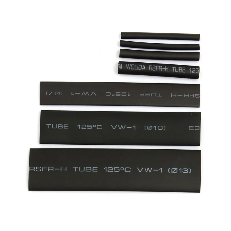 127 buah/lot 2:1 termoresistant tube menyusut pembungkus hitam panas menyusut Sleeving set kawat kabel poliolefin bungkus Tubing