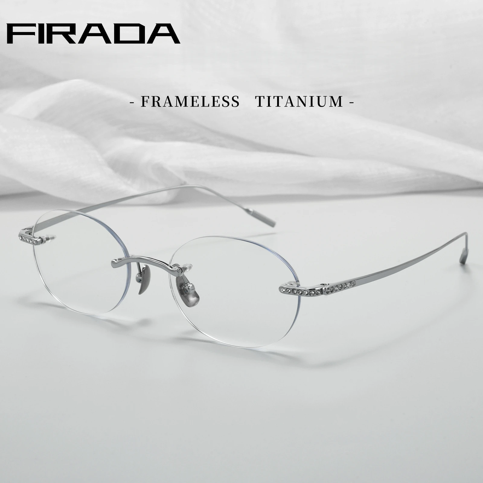 firada-ファッショナブルで快適な純チタンオーバルメガネレトロ超軽量フレームレス高級眼鏡男性女性用-0651wk