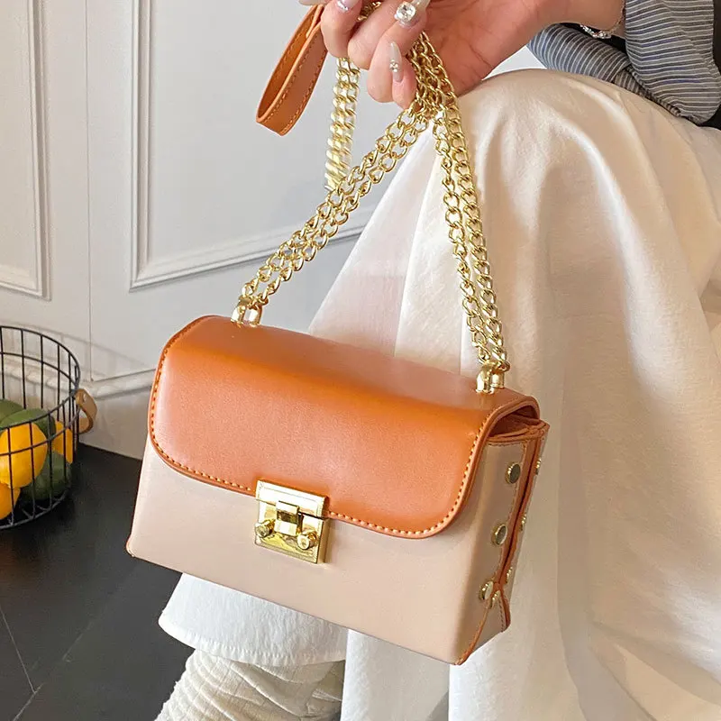 

Тенденции 2025 года! Легкая роскошная женская квадратная сумка с цветными блоками на цепочке — высококачественная элегантная, универсальная сумка через плечо и через плечо