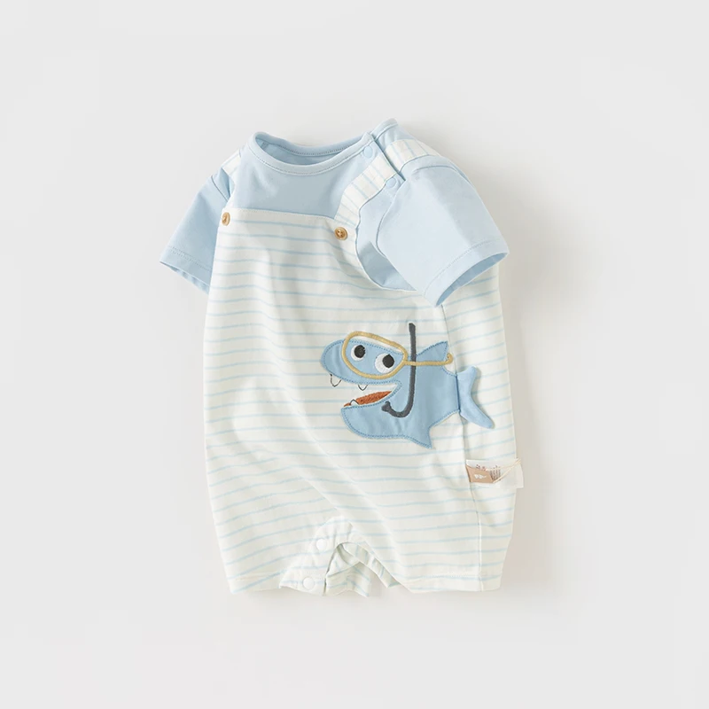 Dave Bella Baby Jumpsuit Romper Newborn Creeper 2024 New Summer Boys Romper Casual Cotton Comfortable Cartoon Striped DB2248692