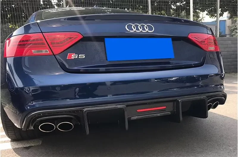 Rear Bumper Diffuser For Audi A5 S5 Sline 2012 2013 2014 2015 2016 Trunk Door Lip Spoiler Real Carbon Fiber (With LED Light )