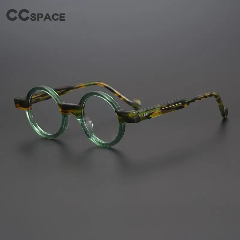 55104 Vintage Round Acetate Eyeglasses Frame Men Myopia Prescription Glasses Women Optical Glasses Steampunk Eyewear