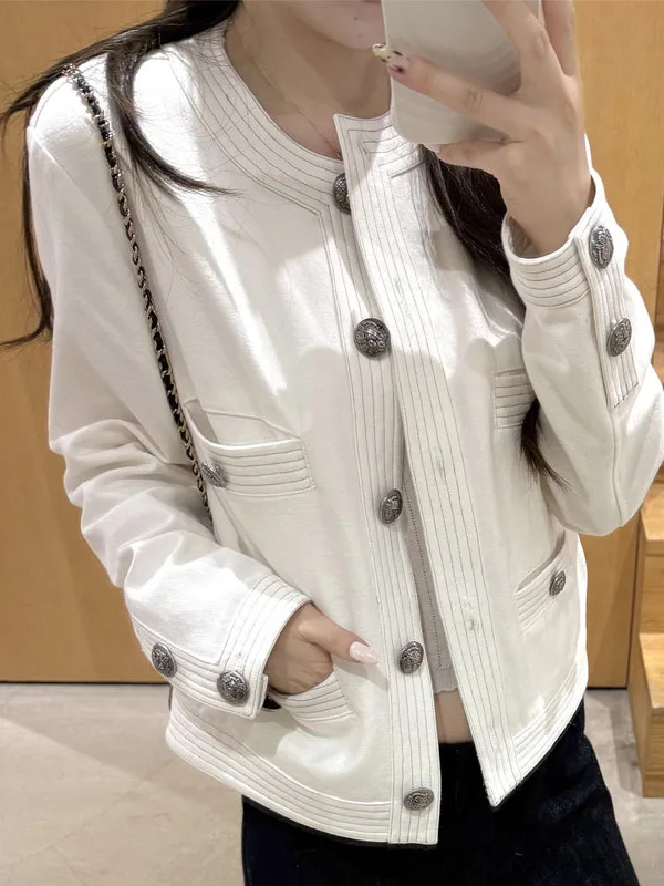 

Ретро-куртка Ele ort Quilted Jaet для женщин, повседневная, на одной пуговице, весенне-осенняя, модная, из полиэстера, прямого кроя