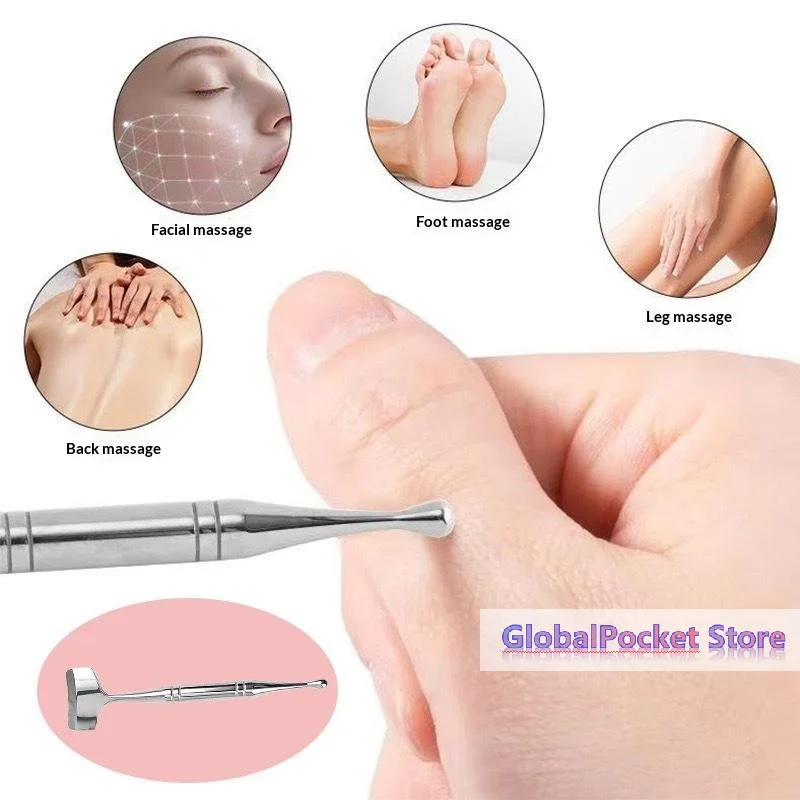 1PCS Double-headed Acupuncture Pen Facial Reflexology Tools Stainless Steel Trigger Point Massager Tool Deep Tissue Massage Tool
