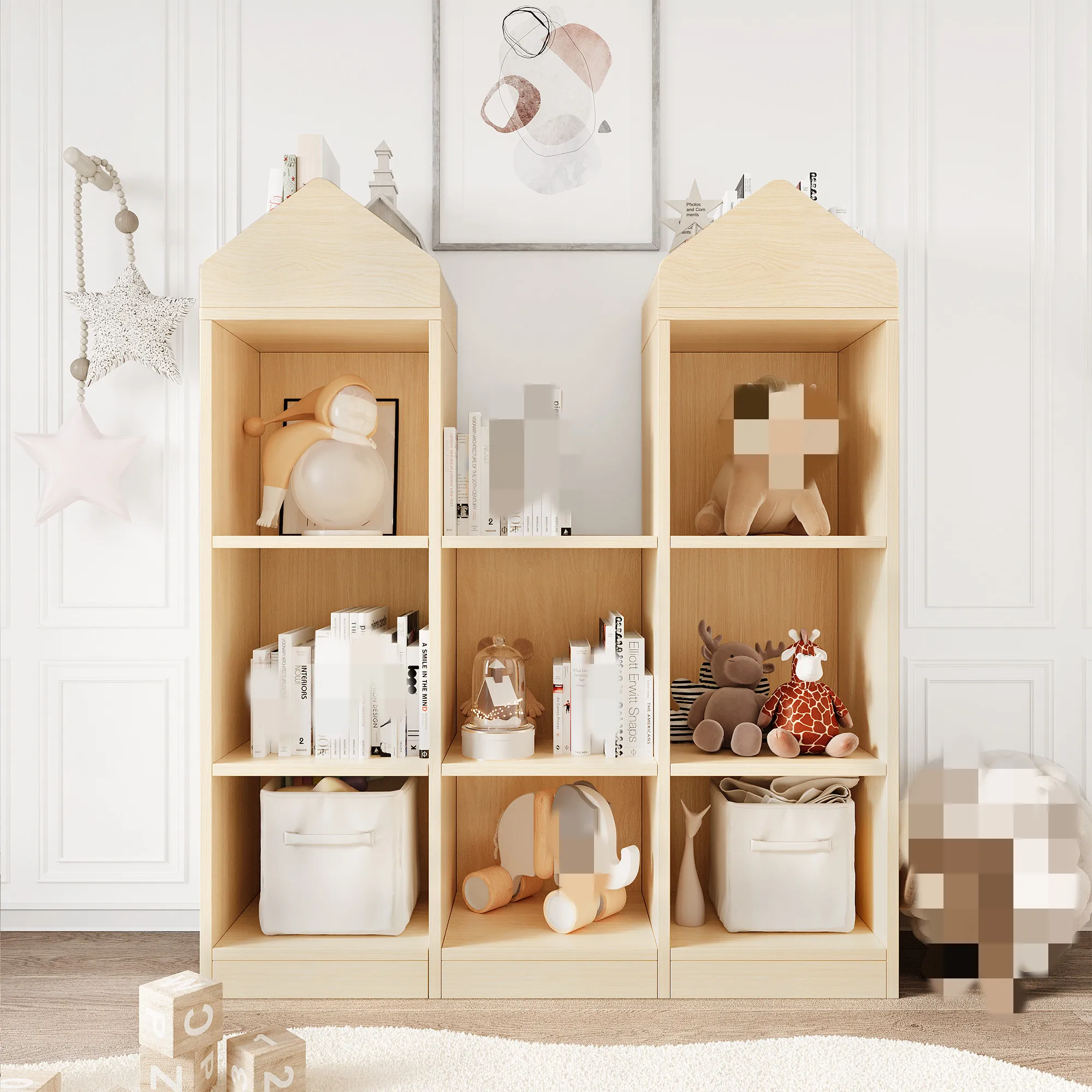 8-Cubby Toy Organizer Shelf - Natural Wood, Kids Bookcase with Safety Rounded Edges for Playroom, Nursery