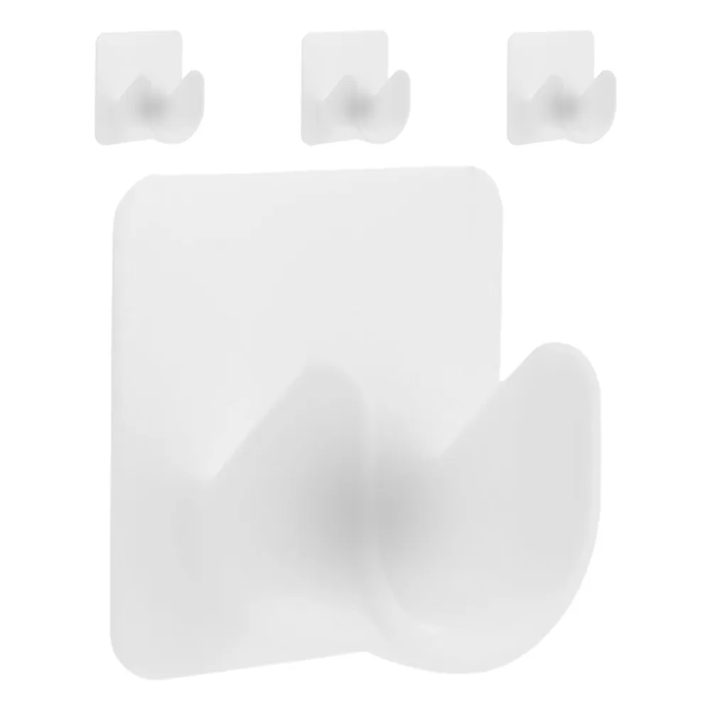 4Pcs Adhesive Curtain Rod Hooks Sturdy Plastic Wall Mount Holder for Closet Shower Curtain Rod Brackets No Drilling