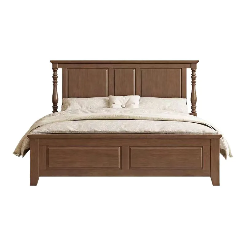 

small apartment, master bedroom, 1.5 meters, 1.8 retro light luxury double bed, storage high box wedding bed