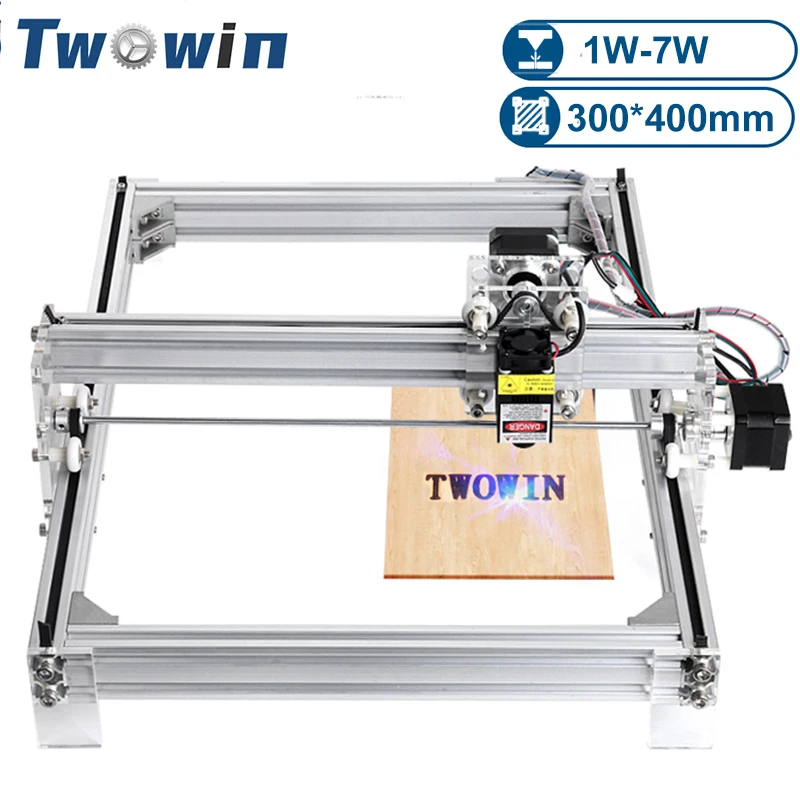 TWOWIN Desktop DIY Violet Laser Engraving Machine 7W/2500mw /5500mw Picture CNC Printer Wood Router Working Area 400*300cm