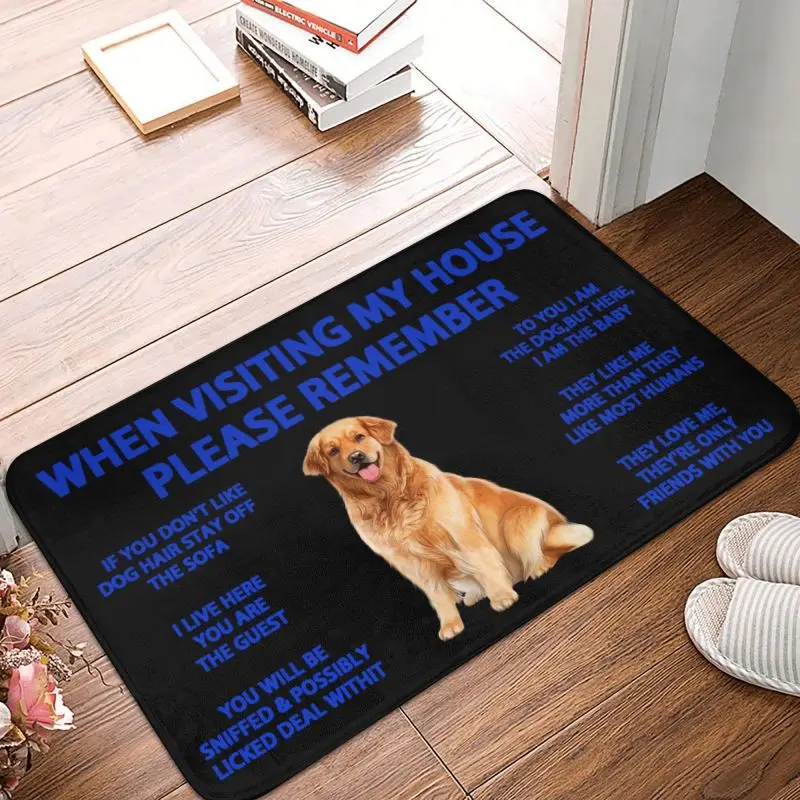 Golden Retriever Dog Doormat Anti-Slip Bathroom Kitchen Mat Garden Garage Door Floor Entrance Carpet Rug