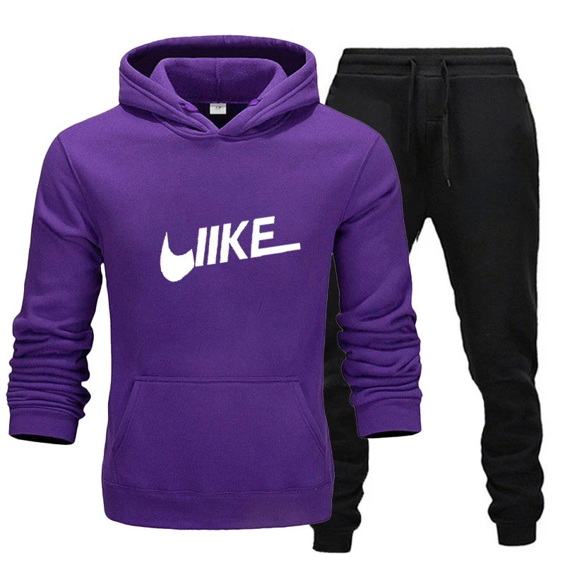 2025 Men and women's fashion trend hooded casual two-piece set, sweater jacket and pants, fashion brand printing logo, size S-3X