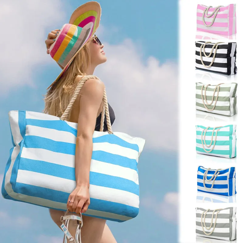 

Beach Bags for Women Large Waterproof Beach Tote Bag with Zipper Shoulder Bags Waterproof Sandproof Swim Pool Bag Large Tote