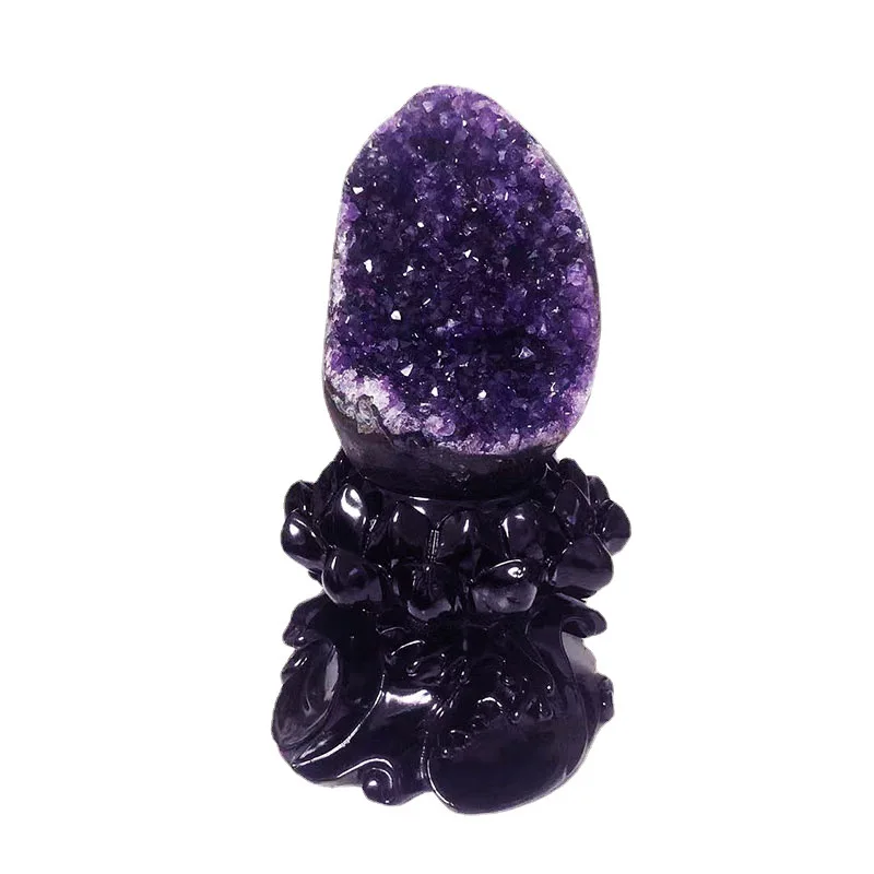 

Natural amethyst cave ornament money bag entrance office opening gift dinosaur egg crystal hole rough stone