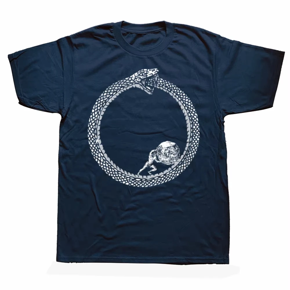 T-shirt unisexe Sisyphean Wears An Ouroboros, T-shirt humoristique en coton pour homme style streetwear et un ensemble ample à manches courtes