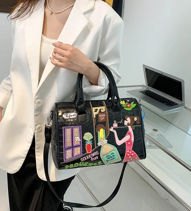 

Новая женская сумка на плечо в стиле Y2K, модная сумка Boston с 3D вышивкой, модная элегантная сумка через плечо большой вместимости для женщин