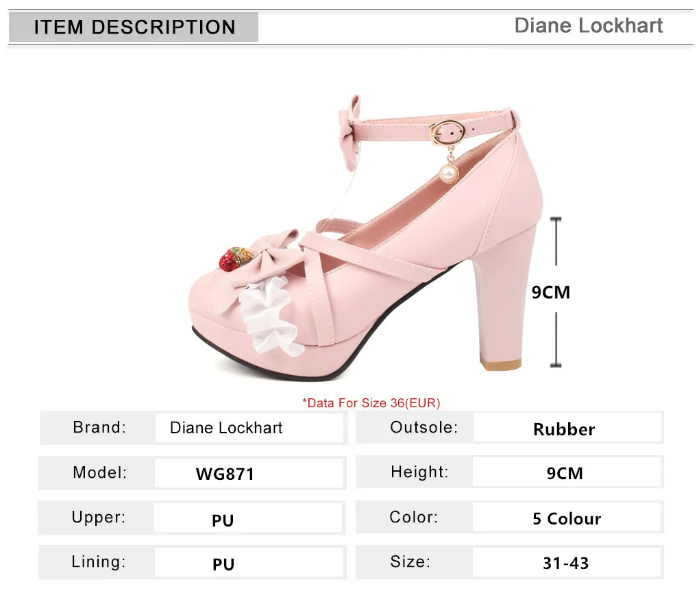 2024 Summer Ladies Platform Cute Bow Lace Princess Mary Jane Sweet Girls Lolita Shoes Party High Heel Buckle Women Pumps 31-43