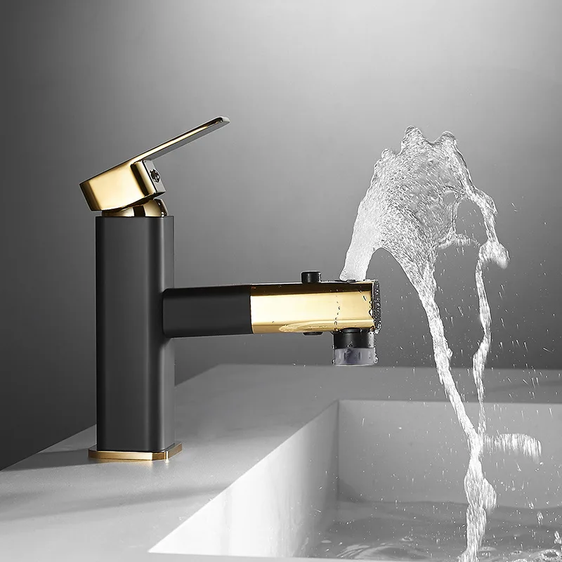 

All copper pull-out faucet bathroom under counter basin wash basin hand basin wash up and down faucet
