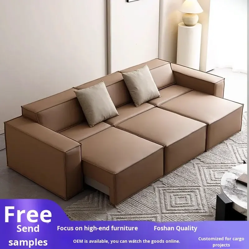 Modern Living Room Sectional Sofa With Comfort Cushions And Genuine Leather Upholstery For Family Seating And Home Lounge Use