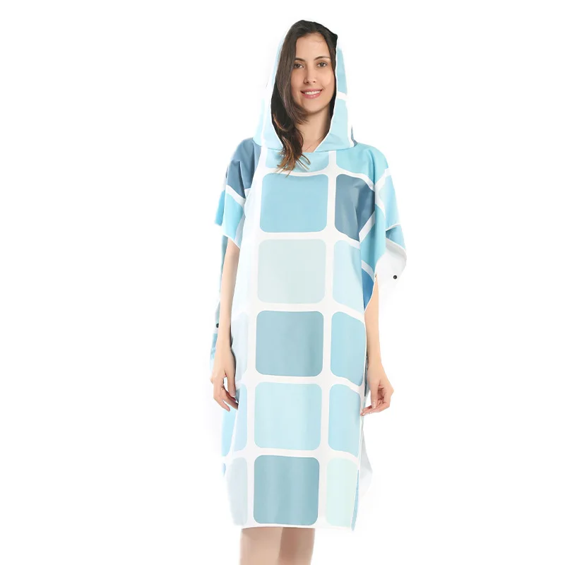 

Microfiber Fabric Printed Hooded Beach Towel For Adults Quick Dry Swimming Pool Poncho Bath Towel With Cloak Bathrobe Fitness F3