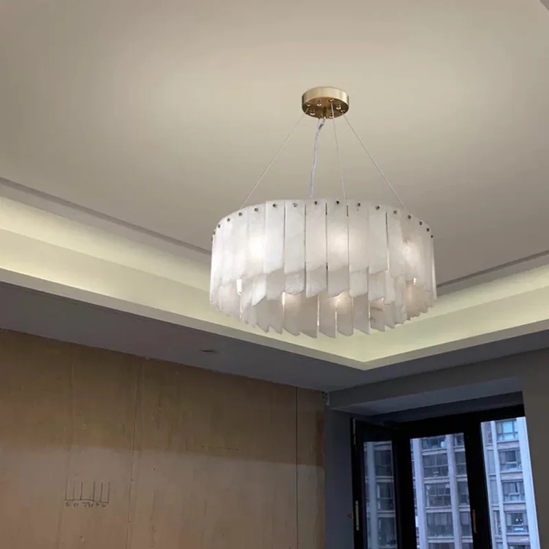 

Modern G9 bulb living room marble chandelier with brass body for bar ceiling decoration with adjustable chandelier chain