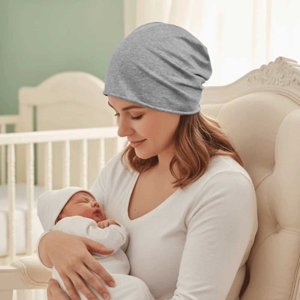 

2PCS Baggy Cap Windproof Confinement Nightcap Breathable Soft Baotou Cap Single Layer Cotton White Hair Cap Running