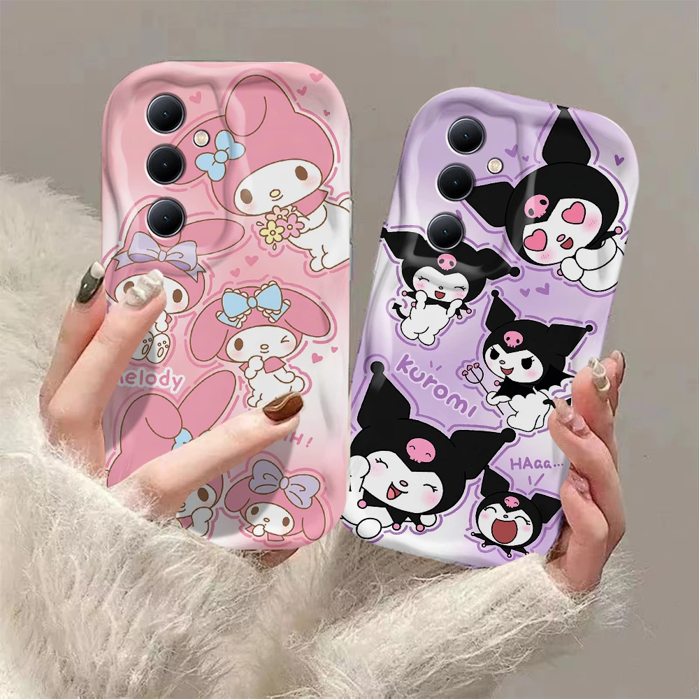 Cartoon Kuromi My Melody Pochacco 3D Wave Phone Case For OPPO Reno 11 F 8 T 7 Z 6 5 4 Pro F23 F11 F9 4G 5G Silicone Back Cover