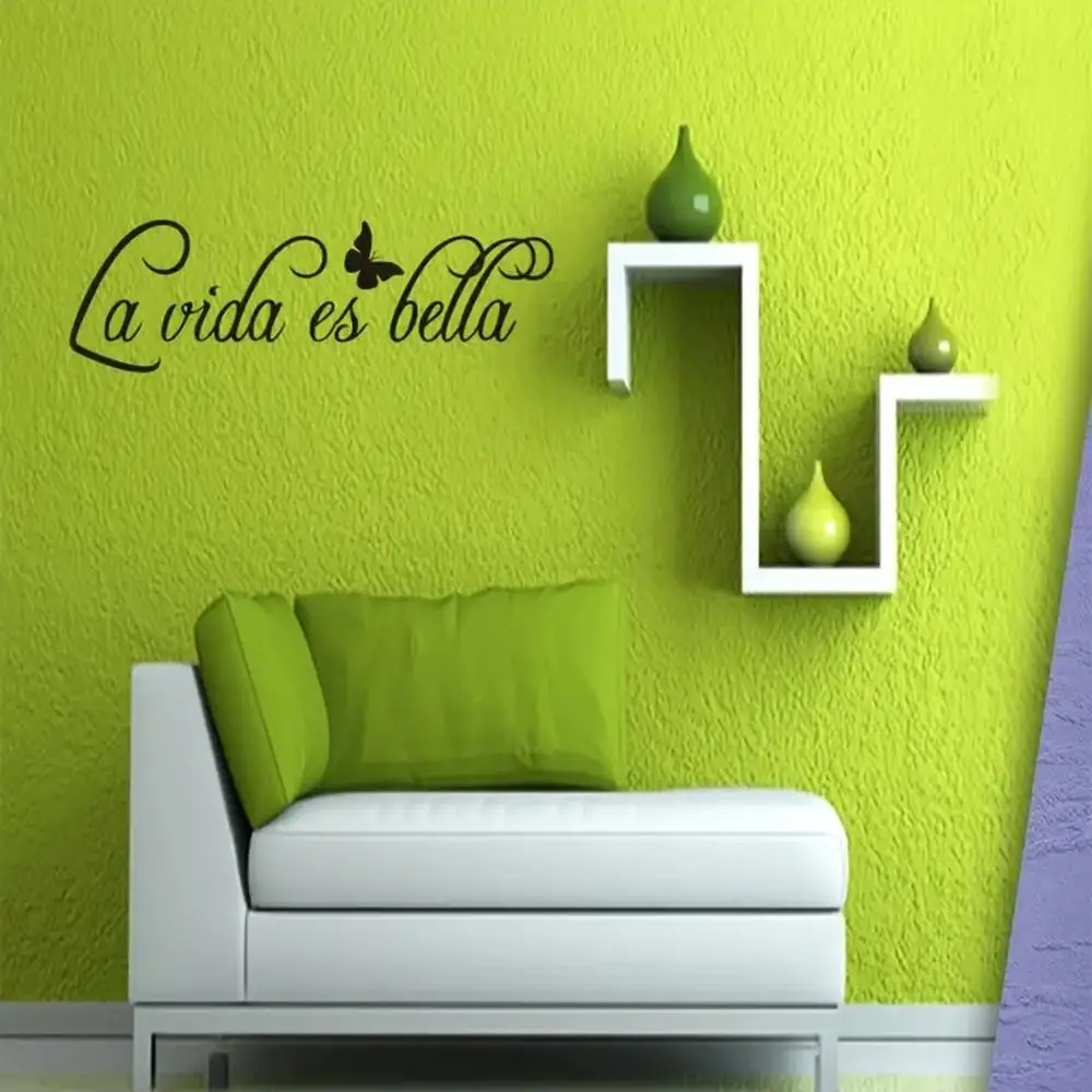 1 Set Spanish French Sentence Wall Decals, La Vida Es Bella, Vinyl Wall Stickers, Living Room Bedroom Home Decoration Wallpaper