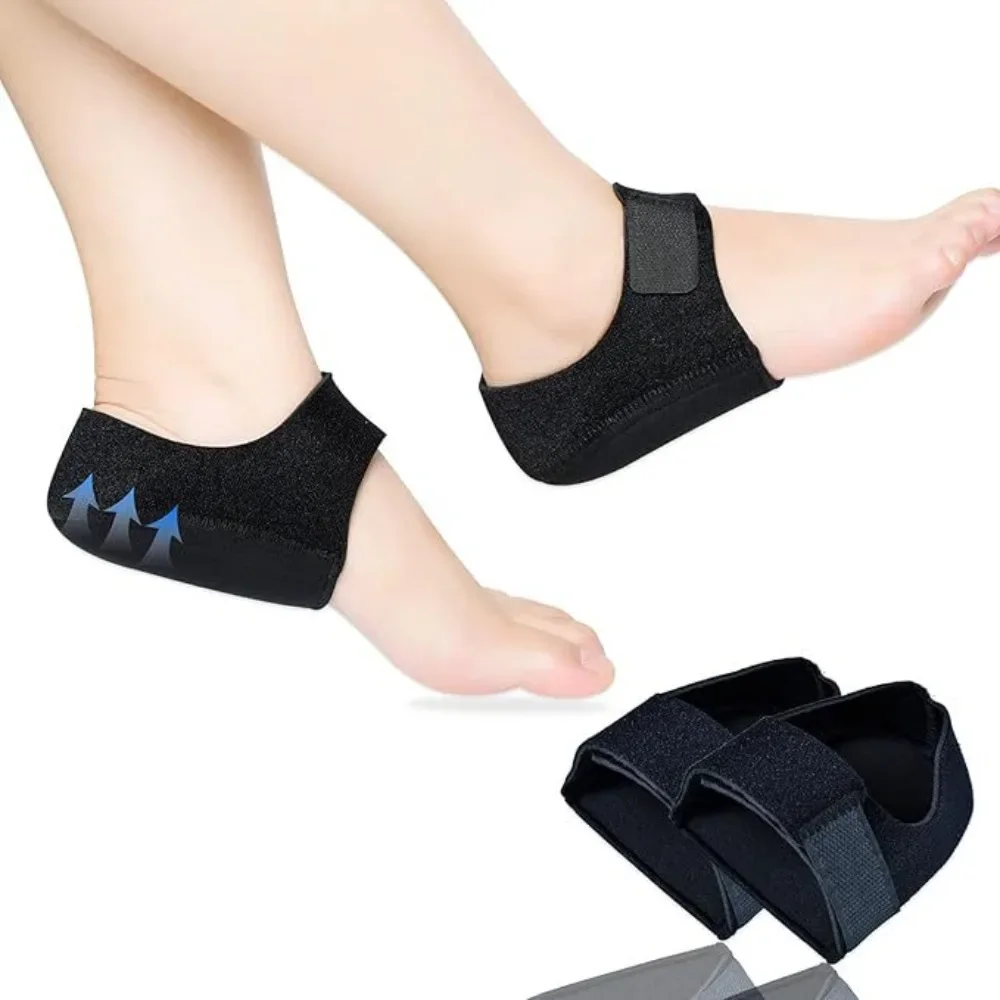 1 Pair Silicone Heel Pads, Shock Absorption, Relieving Leg Pressure, Adjustable Straps, Prevent Slipping Insoles