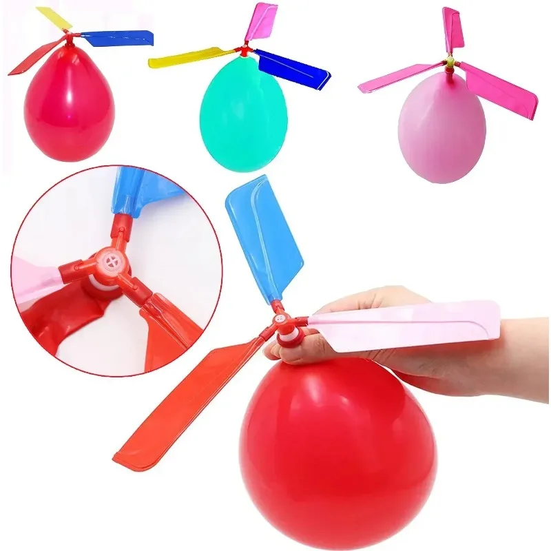 

Creative Flying Helicopter Toy Balloon Operated Portable Outdoor Game for Kids Birthday Gift Childrens Day Party Fun Play