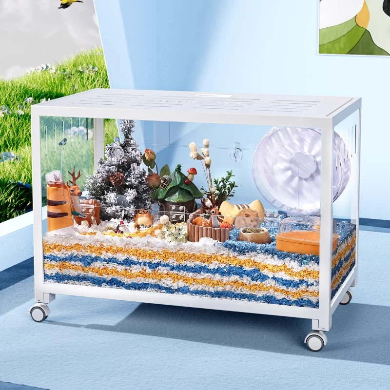 

Прозрачная металлическая клетка для хомяков 80 см, устойчивая к разгрызанию, роскошное жилище для сирийских хомяков, большая модульная клетка-куб, просторный домик для хомяков