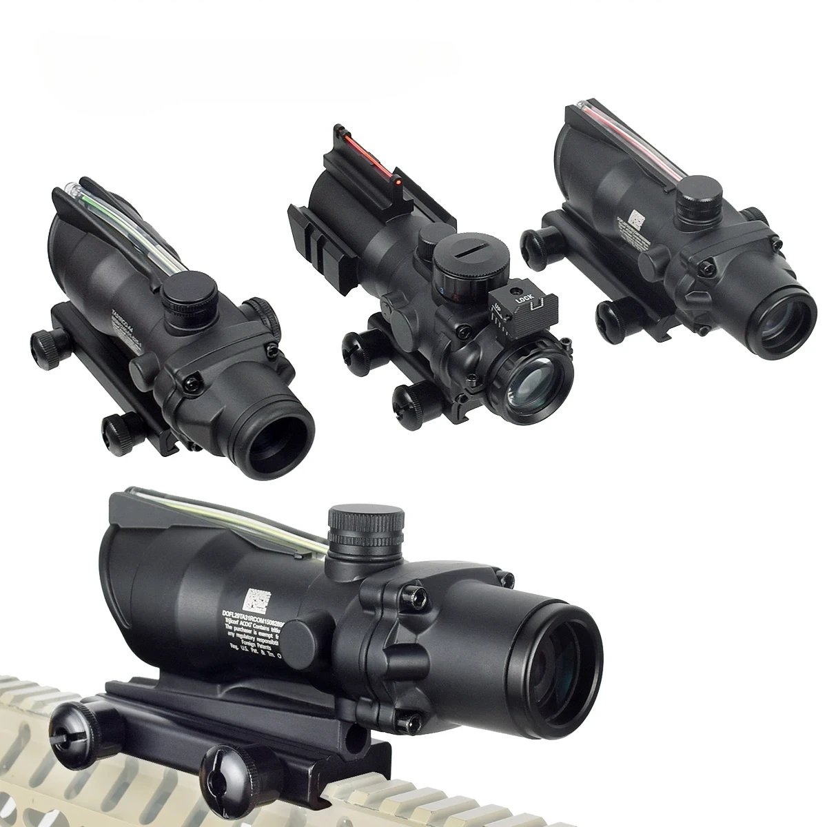 

Tactical 4X32 Magnifier 1x32 Fiber Optics Red Green Illuminated Glass Etched Reticle Hunting Riflescope Sight