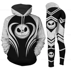 Nightmare Before Christmas Sally Hoodie Womens Leggings Yoga Set Womens Disney Jack Skellington Hoodie Sports Leggings Tracksuit