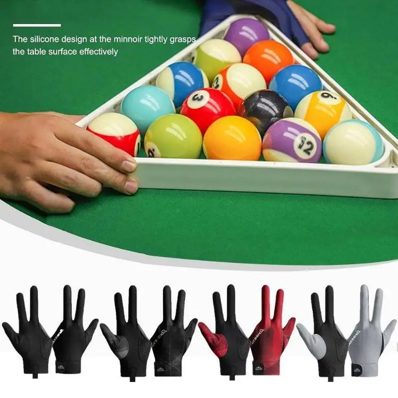Billiard Gloves, Elastic Fiber Left And Right Hand Snooker Gloves, Breathable Fitness Accessories Non-slip Three-finger Gloves