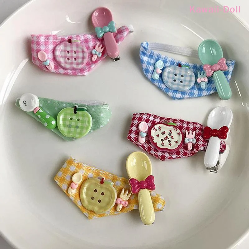 [DO]1Pcs Self-deprecating Bear With Cute Apple Bib Set 10cm Doll Accessories 13cm Doll Clothes Cotton High-value Doll Clothes