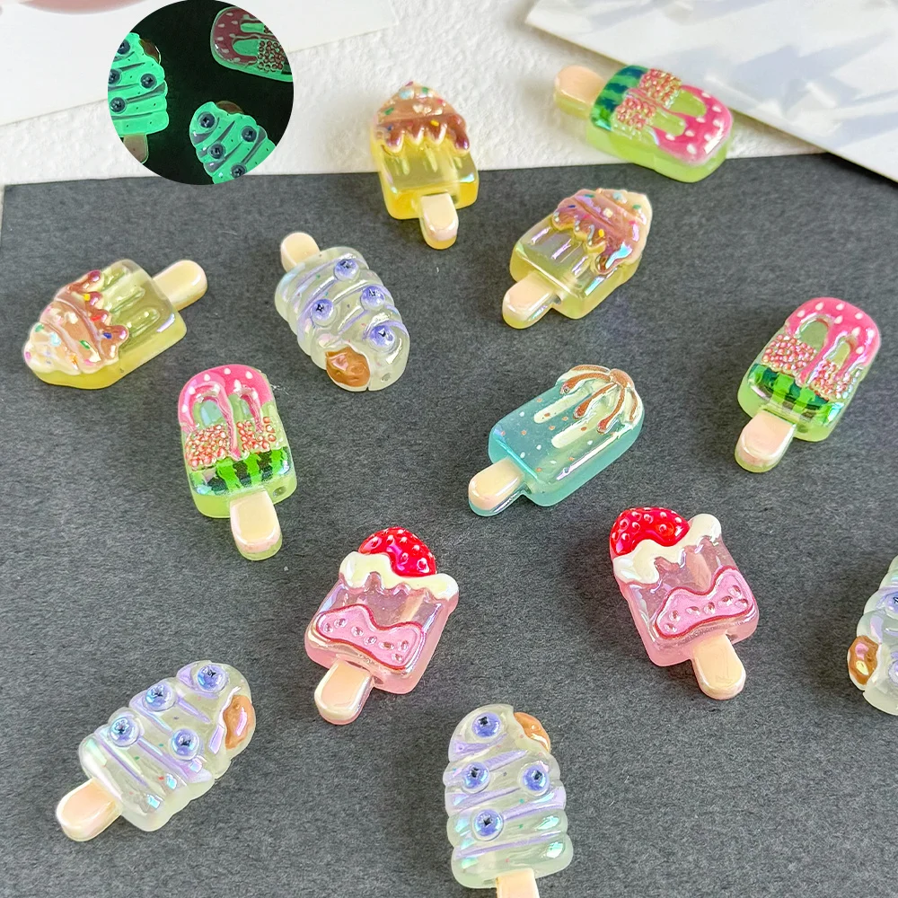 

Cordial Design 16*33MM 100Pcs DIY Resin Beads/Hand Made/Jewelry Findings & Components/Ice Cream Shape/Luminous Effect #18981