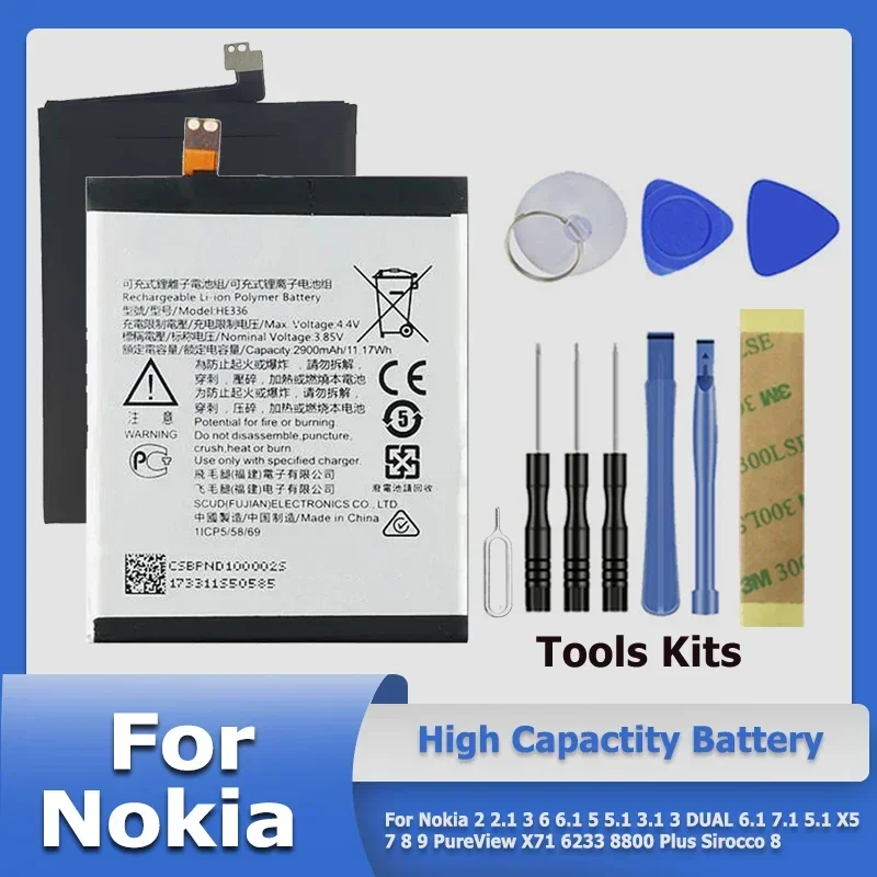 BP-6M BP-6X HE319 Battery For Nokia DUAL 2 2.1 6 6.1 5 5.1 3.1 3 7.1 X5 7 8 9 PureView X71 6233 8800 Plus Sirocco 8 In Stock