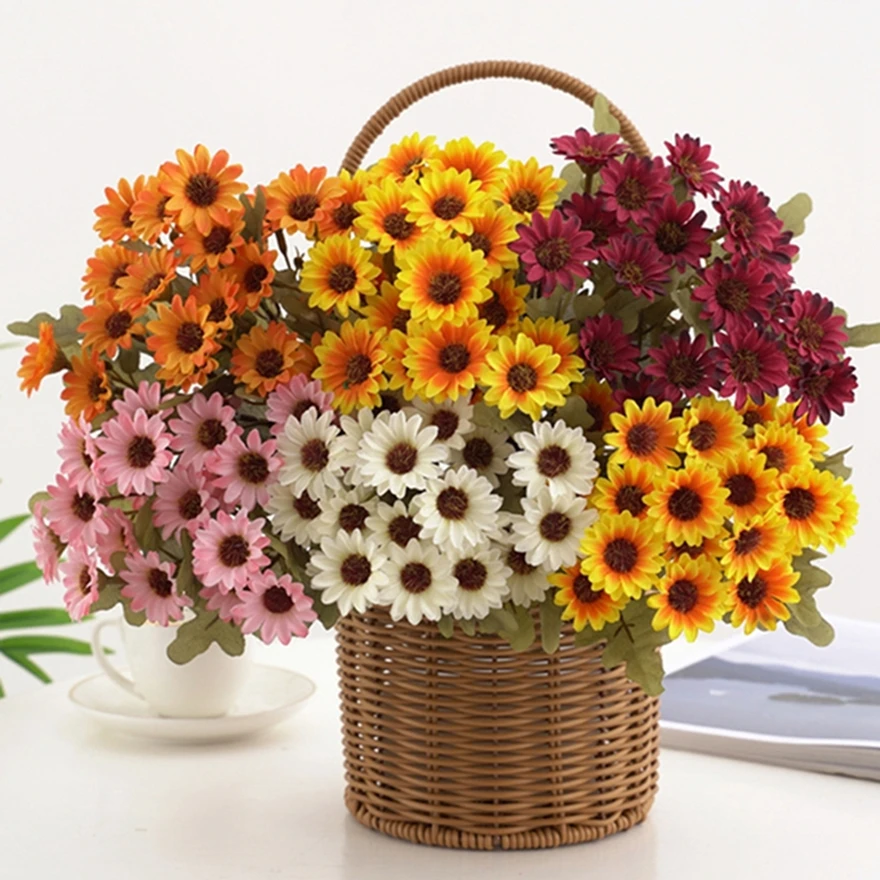 

10Pcs Artificial Flowers Silk Daisy Table Centerpieces Festival Wedding Home Window Decoration Bonsai DIY Courtyard Arrangements