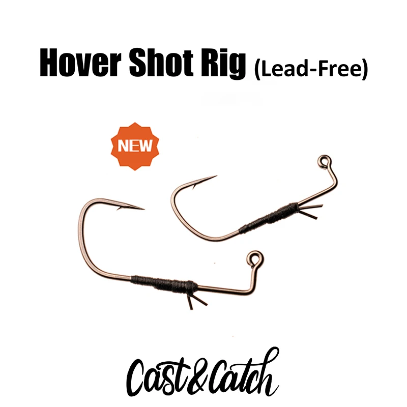 Cast & Catch 4 pièces Hover Shot Rig barbe acier PE Combo suspendu Finesse basse en plastique souple appât crochets de pêche