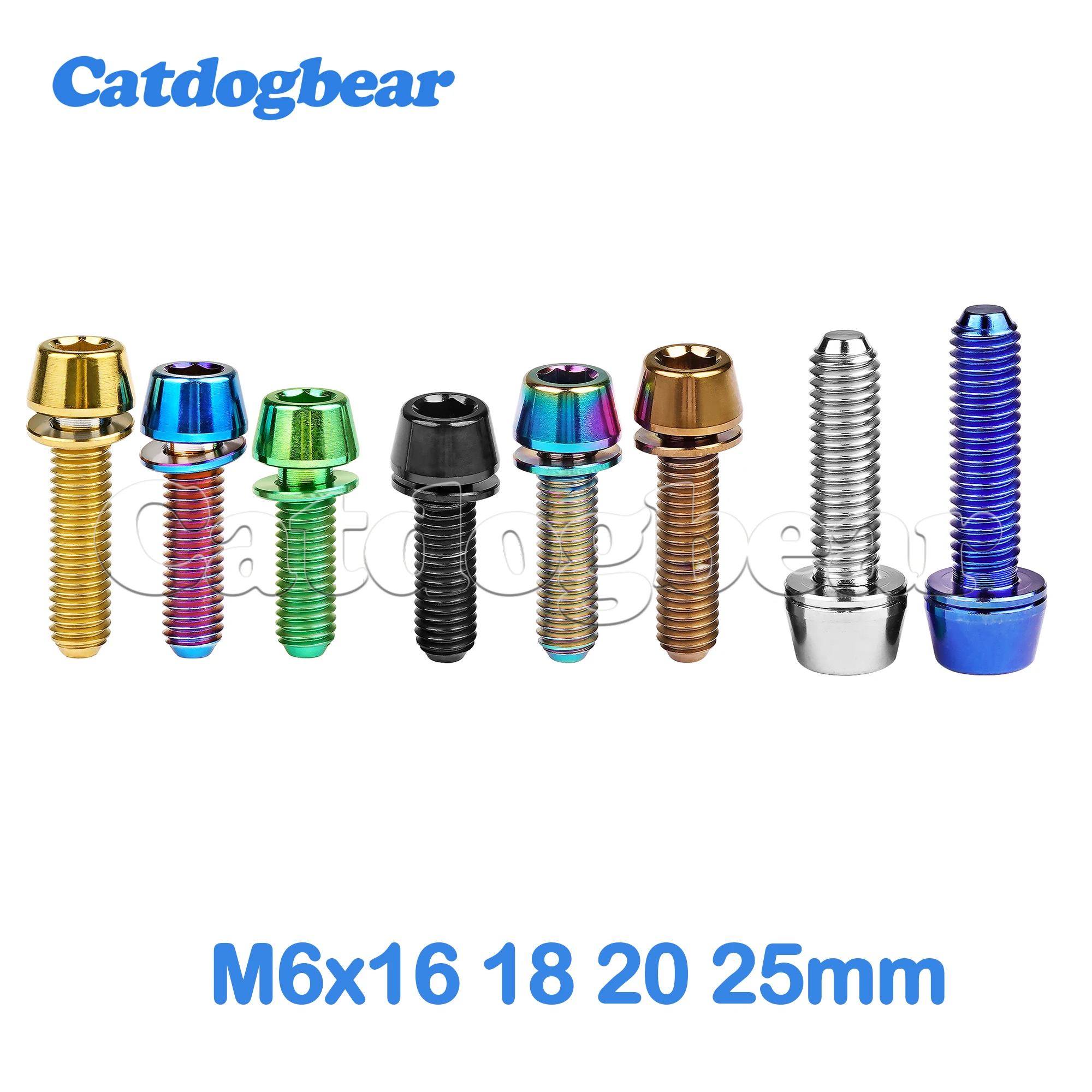 

Catdogbear Titanium Bolts M6x16 18 20 25mm Tapered Head with Washer Allen Key Screw for Bike Disc Break Calipe