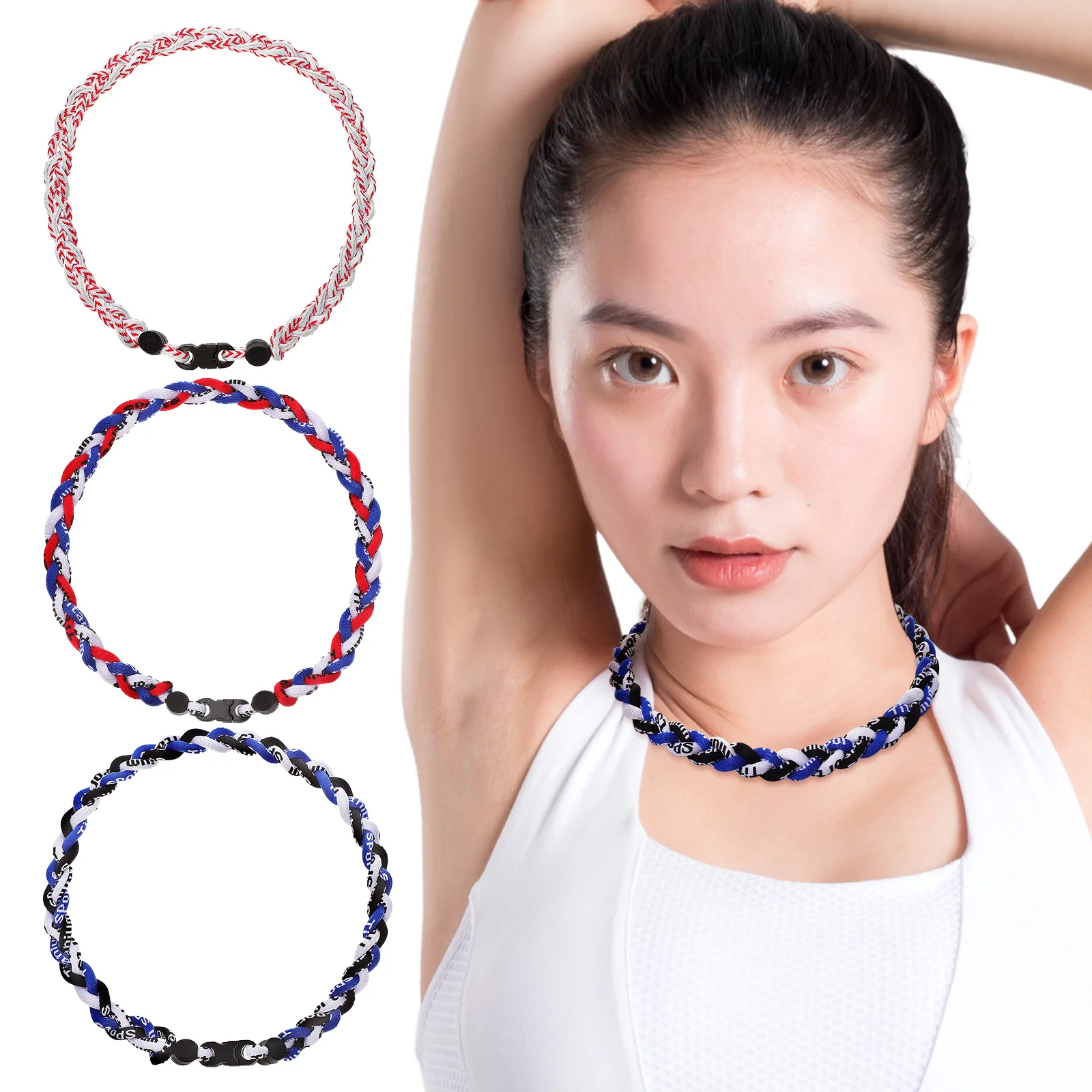 

3Pcs Sports Necklace for Men Baseball Fan Jewelry Braided Rope Stylish Gift Baseball Necklaces Braided Rope Necklace