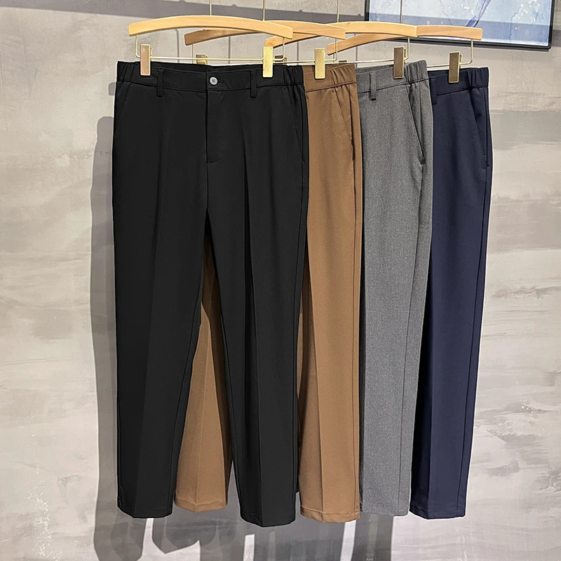 2024 Herfst/Winter Pak Heren Slim Fit Zakelijke Jurk Casual Kleine Voeten Luxe Veelzijdige Mode Drop Feel Broek