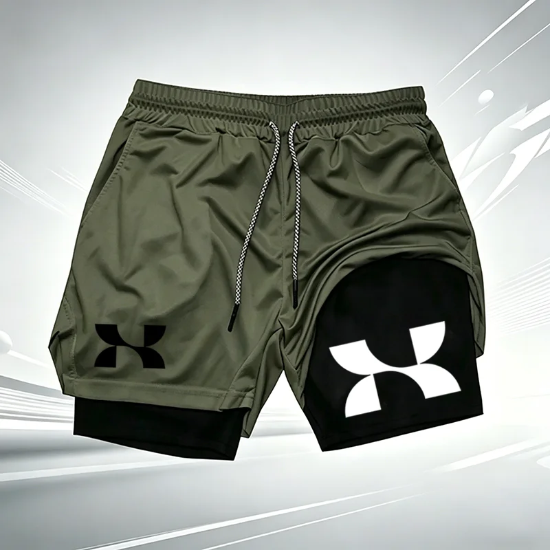 2-in-1-Laufshorts für Herren, schnell trocknende Workout-Gym-Shorts mit Kompressionsfutter und Logo-Aufdruck, sportliche Trainingsshorts wx214 – Detail 7