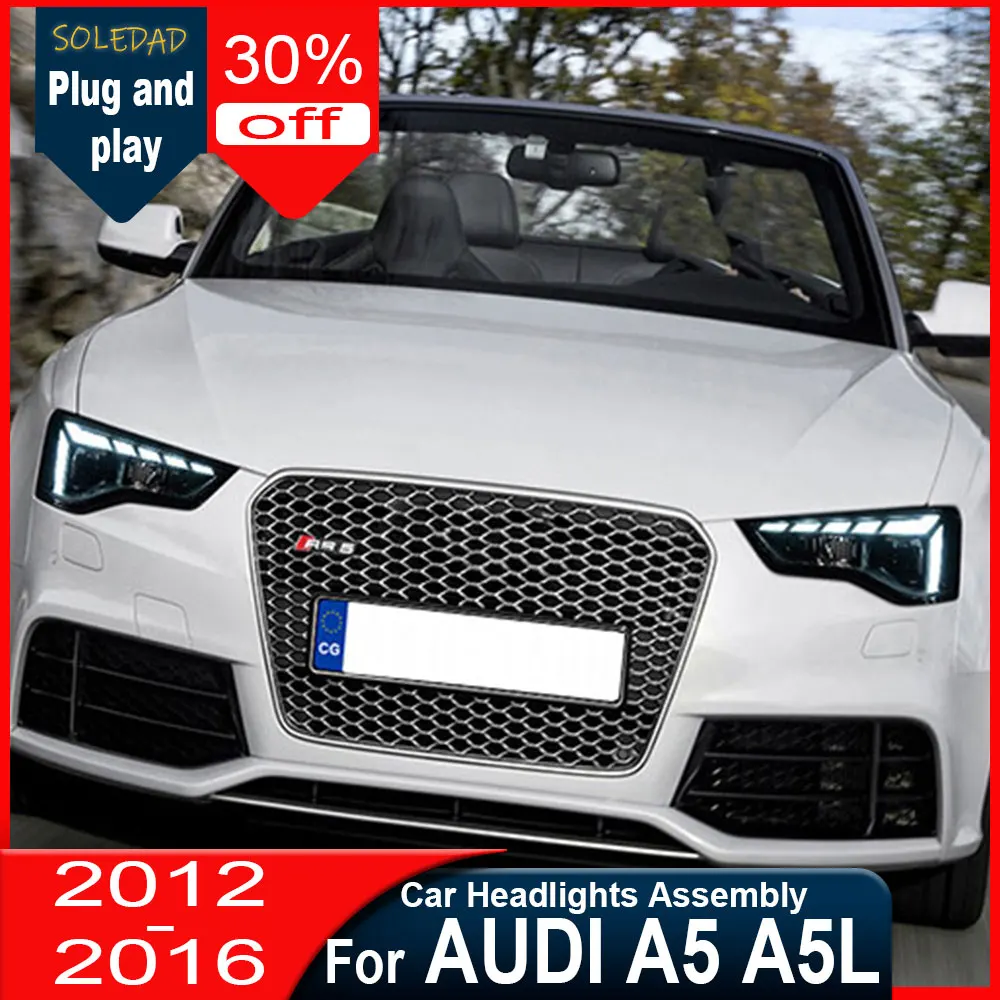 

Стильные фары для Audi A5 2012-2016 в стиле RS5, полностью светодиодные, комплект для модернизации, проекционные линзы, аксессуары, 2 шт.