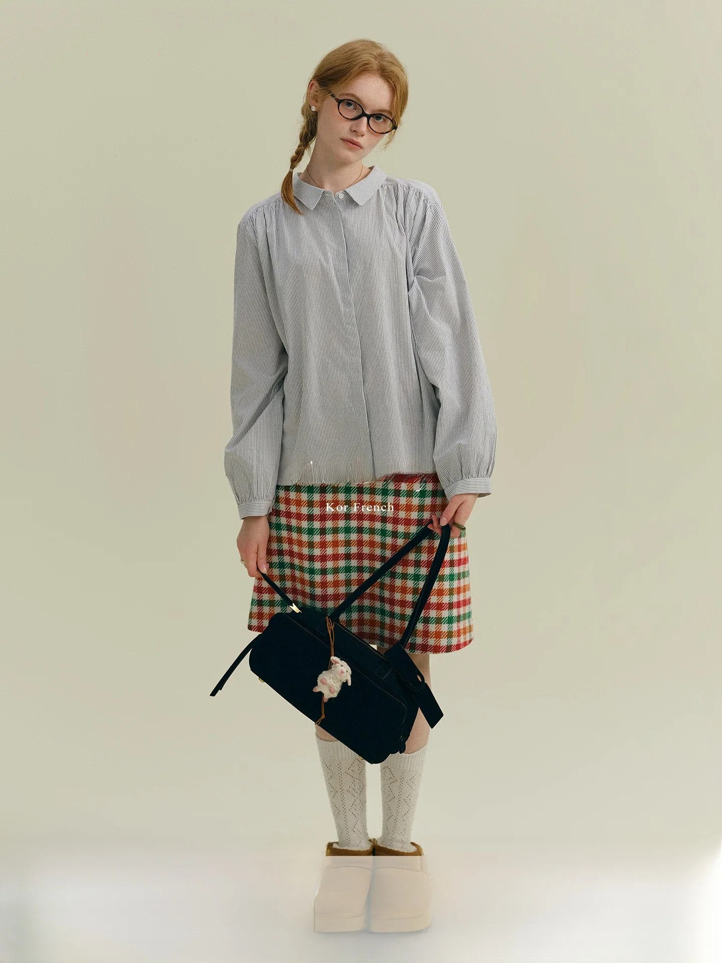 

Повседневная блузка Rina Berry с простым дизайном, рукавами-фонариками и маленьким воротником, для ношения под одеждой, осень-зима, смесь хлопка и полиэстера