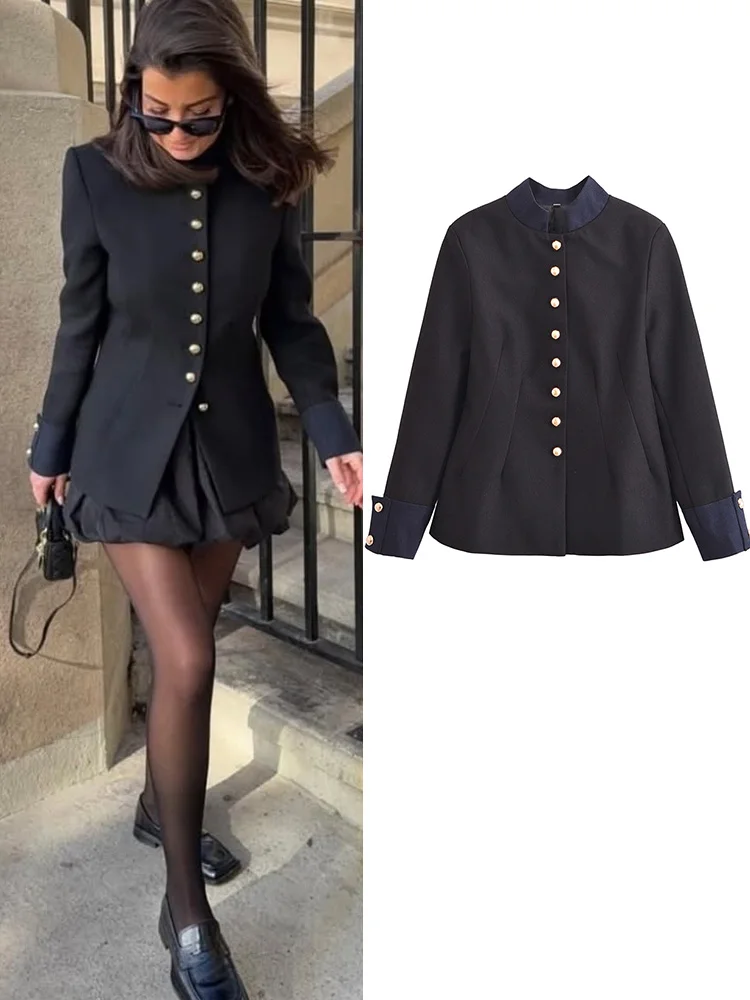 

Women Spring Jackets Coats 2025 Vintage Solid Long Sleeve Slim Female Elegant Street Jacket Outerwear Clothing