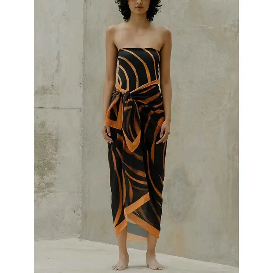 Ashion Costume da bagno stampato 2025 tendenza Bikini a vita alta set Costume da bagno da donna Costume intero da spiaggia sexy senza schienale per le vacanze