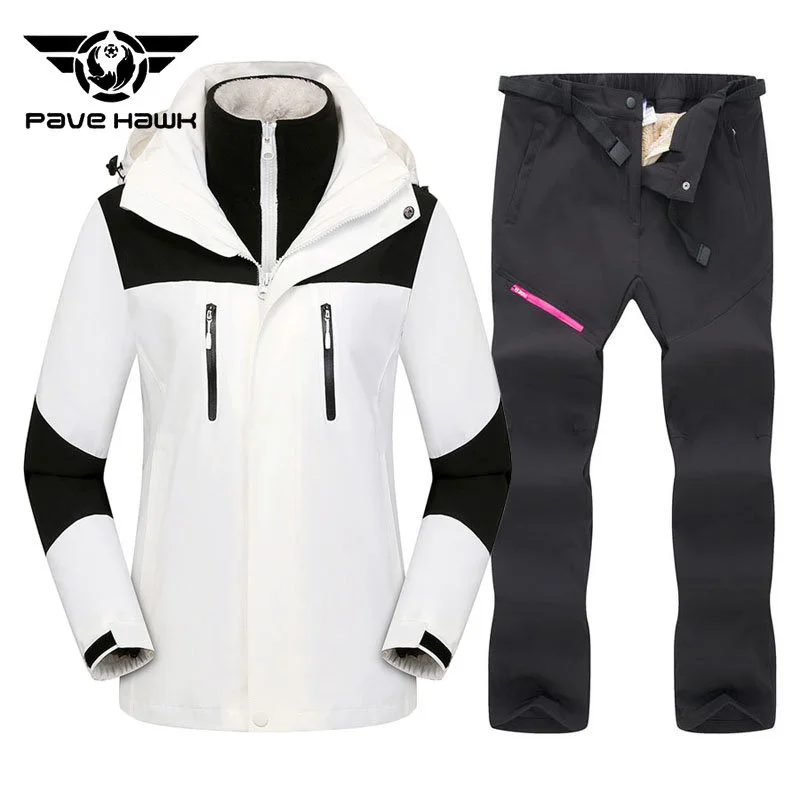 Winter Warm Ski Suit Windproof Waterproof 3 In 1 Jackets and Pants Skiing Set Wear-resisting Snow Jacket Women Costumes